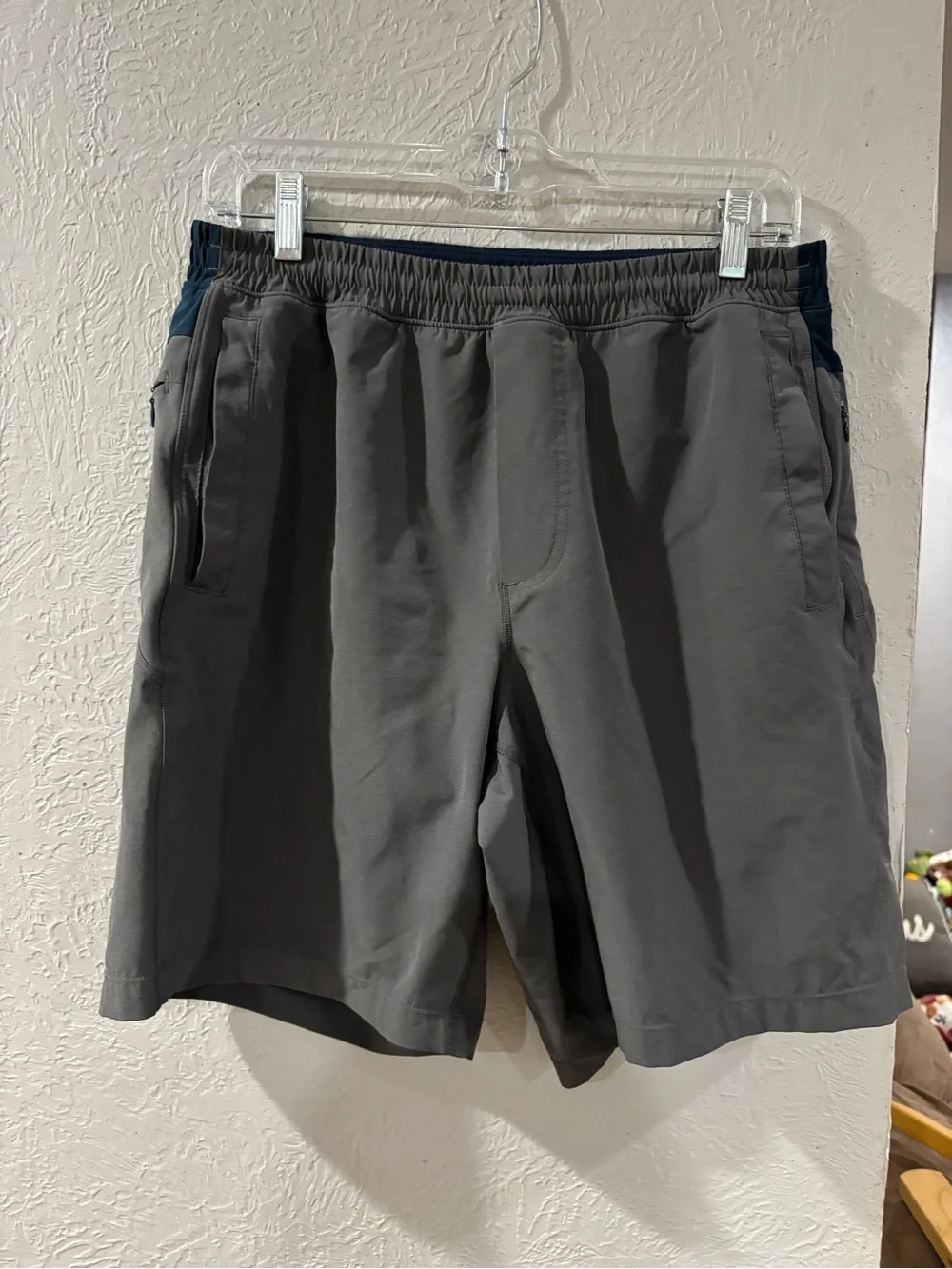Birddogs Boom for your Bombstick athletic lined workout Navy/Grey shorts sz L